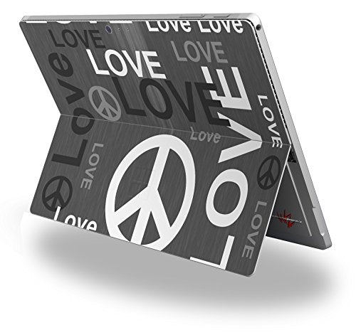 Love and Peace Gray - Decal Style Vinyl Skin fits Microsoft Surface Pro 4 (Surface NOT Included)