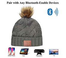 Load image into Gallery viewer, ASIILOVI Bluetooth Beanie, Bluetooth 5.0 Wireless Winter Warm Knit Fur Pom Cap Hats with Double Fleece Lined, Mic and HD Speakers, Gifts for Women Family Thanksgiving Christmas-Unisex (03-Red)
