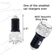 Load image into Gallery viewer, Dual USB Car Charger Bling Bling Handmade Rhinestones Crystal Car Decorations for Fast Charging Car Decors for iPhone, iPad Pro/Air 2/Mini, Samsung Galaxy Note 9 8 S9 S9+ LG Nexus HTC etc
