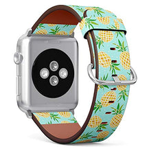 Load image into Gallery viewer, Compatible with Small Apple Watch 38mm, 40mm, 41mm (Series 7,6,5,4,3,2,1) Leather Watch Wrist Band Strap Bracelet with Adapters (Pineapple)
