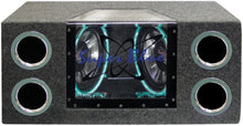 Load image into Gallery viewer, 1000W Dual Bandpass Speaker System - Car Audio Subwoofer w/ Neon Accent Lighting, Plexi-Glass Front Window w/ 4 Tuned Ports, Silver Polypropylene Cone &amp; Rubber Edge Suspension - Pyramid BNPS102
