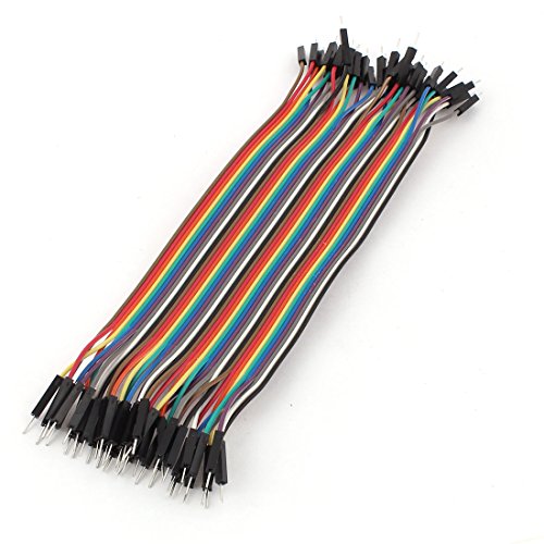 uxcell a15060200ux0041 40 Pin 40 Way M/M Connector Rainbow Ribbon Jumper Cable Wires, 2.54 mm Pitch, 20 cm