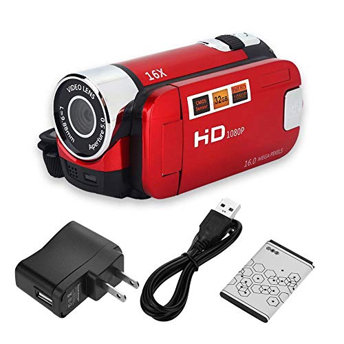 Estink Digital Camcorder, Full HD 270 Rotation 1080P 16X High Definition Digital Camcorder Video DV Camera(US Plug Red)