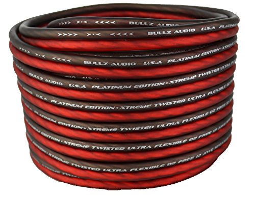 Bullz Audio BPES12.25 25' True 12 Gauge AWG Car Home Audio Speaker Wire Cable Spool (Clear Red/)