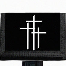 Load image into Gallery viewer, 3 crosses trinity Black TriFold Nylon Wallet Great Gift Idea
