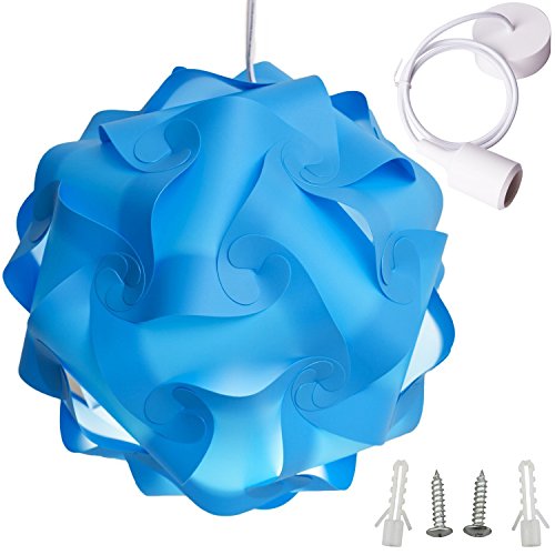 Lightingsky Ceiling Pendant DIY IQ Jigsaw Puzzle Lamp Shade Kit with 40 Inch Hanging Cord (Blue, XL- 16 inch)