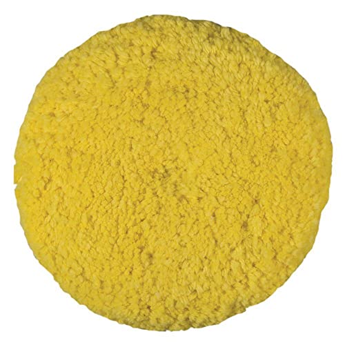 Presta Yellow Blended WoolCuttingPad-9Single-Sided Hook & Loop/1.5Thick Wool Pile/Removes2000 Grit and LighterSandingScratches(890142)