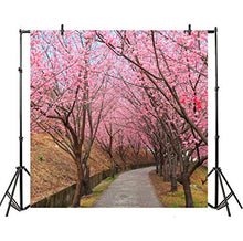 Load image into Gallery viewer, AOFOTO 10x10ft Alive Spring Background Park Roadside Pink Peach Blossom Flowers Photography Backdrop Family Gathering Adults Girl Portraits Shooting Birthday Party Vinyl Photo Studio Drapes
