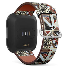 Load image into Gallery viewer, Replacement Leather Strap Printing Wristbands Compatible with Fitbit Versa - Geometric African Pattern with Fitbit Ethnic Ornament
