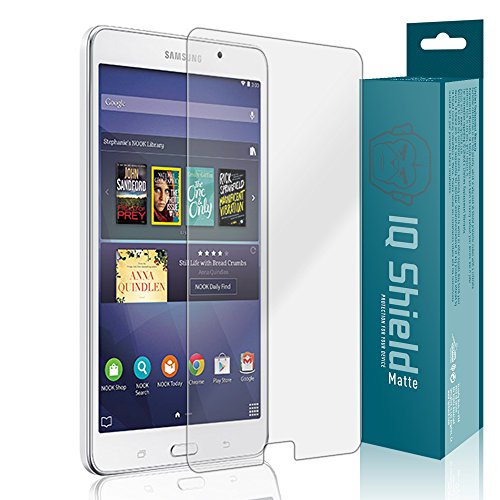 IQ Shield Matte Screen Protector Compatible with Samsung Galaxy Tab 4 Nook Anti-Glare Anti-Bubble Film