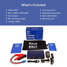 Load image into Gallery viewer, HALO Bolt 58830 mWh Portable Phone Laptop Charger Car Jump Starter with AC Outlet and Car Charger - Black Graphite
