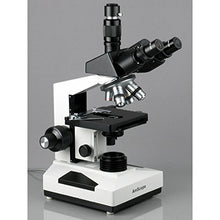 Load image into Gallery viewer, AmScope T490A-5M Digital Compound Trinocular Microscope, WF10x and WF16x Eyepieces, 40X-1600X Magnification, Brightfield, Halogen Illumination, Abbe Condenser, Double-Layer Mechanical Stage, Sliding H
