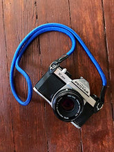 Load image into Gallery viewer, Nylon Climbing Rope Leather Camera Neck Strap Blue DSLR or Mirrorless
