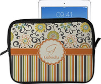 Swirls, Floral & Stripes Tablet Case/Sleeve - Large (Personalized)