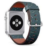 Compatible with Big Apple Watch 42mm, 44mm, 45mm (All Series) Leather Watch Wrist Band Strap Bracelet with Adapters (Travel Around World Airplane Routes)