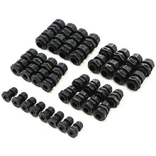 Load image into Gallery viewer, 40 pcs Cable Glands Cord Grip Strain Relief and Firewall Fitting 5 size Variety Pack - 3.5 to 14 mm Plastic Waterproof Adjustable Lock Nut Cable Connectors Joints with Gaskets
