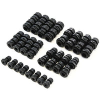 40 pcs Cable Glands Cord Grip Strain Relief and Firewall Fitting 5 size Variety Pack - 3.5 to 14 mm Plastic Waterproof Adjustable Lock Nut Cable Connectors Joints with Gaskets