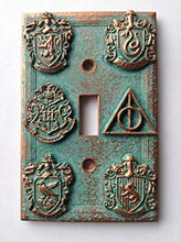 Load image into Gallery viewer, Harry Potter (House Crests) Light Switch Cover - Aged Copper/Patina or Stone (Copper/Patina)
