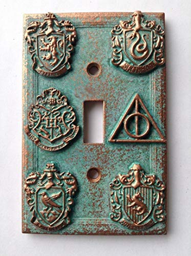 Harry Potter (House Crests) Light Switch Cover - Aged Copper/Patina or Stone (Copper/Patina)