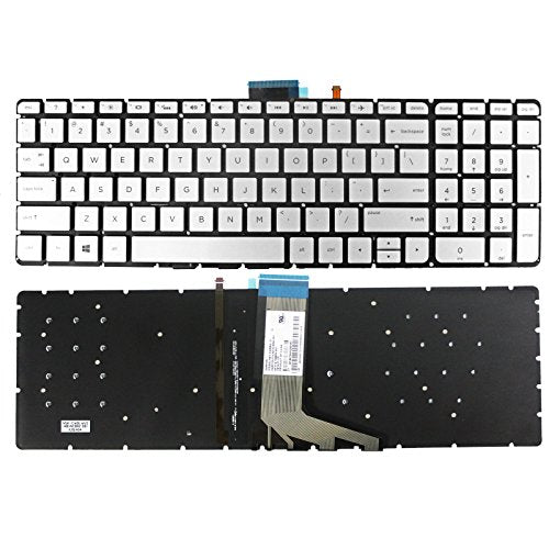 New US Silver Backlit English Laptop Keyboard (Without Frame) Replacement for HP Envy X360 15-w056ca 15-w105wm 15-w110nr 15-w092nb 15-w100na 15-w100nd Light Backlight