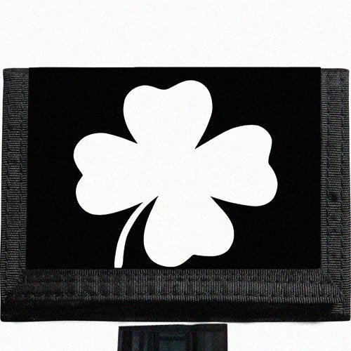 4 leaf clover four Black TriFold Nylon Wallet Great Gift Idea