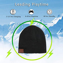 Load image into Gallery viewer, HaetFire Wireless Music Beanie Hat with Bluetooth Headphones Earphone, Unisex Winter Warm Knit Running Cap Stereo Speakers Mic for Men Women Outdoor Fitness Compatible with iPhone Android (Black)
