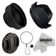 Load image into Gallery viewer, Deluxe Universal DSLR Camera Lens Hood Set with Hard-Shell Pedal and Collapsible Rubber Lens Hoods, Replacement Lens Cap &amp; Leash Keeper for 67mm Lenses Including Anti-Static Microfiber Cleaning Cloth

