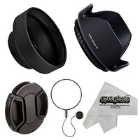 Deluxe Universal DSLR Camera Lens Hood Set with Hard-Shell Pedal and Collapsible Rubber Lens Hoods, Replacement Lens Cap & Leash Keeper for 67mm Lenses Including Anti-Static Microfiber Cleaning Cloth