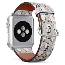 Load image into Gallery viewer, Compatible with Big Apple Watch 42mm, 44mm, 45mm (All Series) Leather Watch Wrist Band Strap Bracelet with Adapters (Monochrome Cute Penguins)
