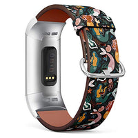Replacement Leather Strap Printing Wristbands Compatible with Fitbit Charge 3 / Charge 3 SE - Lovely Undersea Mermaid