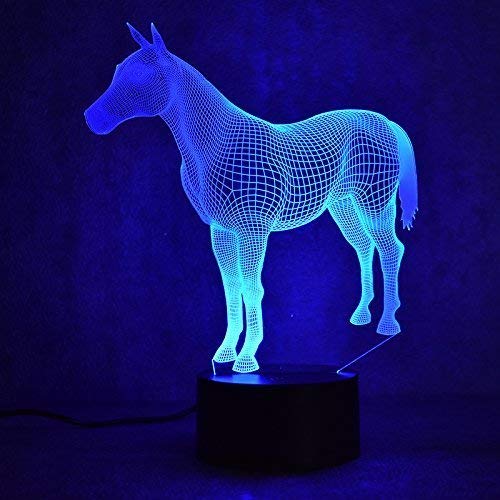3D Horse Night Light Illusion Lamp 7 Color Change LED Touch USB Table Gift Kids Toys Decor Decorations Christmas Valentines Gift