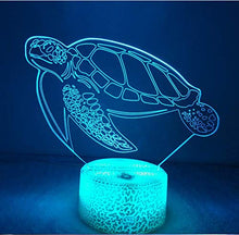Load image into Gallery viewer, 3D Sea Turtle Night Light USB Powered Touch Switch Remote Control LED Decor Optical Illusion 3D Lamp 7/16 Colors Changing Children Kids Toy Christmas Xmas Brithday Gift
