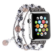 Load image into Gallery viewer, Newest Apple Watch 3/2/1 Replacement Band, Fashion Beaded Bracelet, Cool Birthday Wedding for Women Girls, Apple Watch Series 38mm/42mm (Gray - 38mm)
