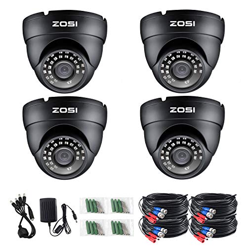 ZOSI 4 Pack 1080P 2.0MP 1920TVL HD-TVI Security Cameras Outdoor Indoor 80ft Night Vision Surveillance Camera for 720P/1080N/1080P/5MP Lite/5MP/8MP 4K HD-TVI AHD CVI Analog CCTV DVR Systems