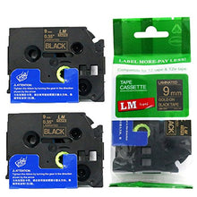 Load image into Gallery viewer, 2/Pack LM Tapes - LMe324 Premium 3/8&quot; Gold Print on Black Label Compatible with P-Touch TZe324 Tape and Includes Tape Color/Size Guide. Replaces Ptouch TZ324 9mm 0.35 Laminated.
