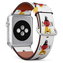 Load image into Gallery viewer, S-Type iWatch Leather Strap Printing Wristbands for Apple Watch 4/3/2/1 Sport Series (42mm) - Symbol of The Berlin Bear Painted in The German Flag with The Inscription Berlin
