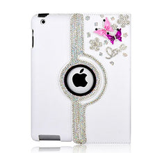 Load image into Gallery viewer, STENES iPad Pro 9.7 Case - Stylish - 3D Handmade Bling Crystal Butterfly Flowers Love 360 Degree Rotating Stand Case Smart Cover Auto Sleep/Wake Feature for iPad Pro 9.7 inch - Pink
