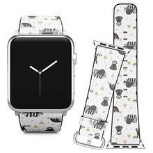 Load image into Gallery viewer, Compatible with Apple Watch iWatch (38/40 mm) Series 5, 4, 3, 2, 1 // Soft Leather Replacement Bracelet Strap Wristband + Adapters // Cute Sloth On Branch
