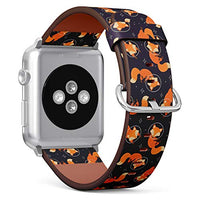 Compatible with Big Apple Watch 42mm, 44mm, 45mm (All Series) Leather Watch Wrist Band Strap Bracelet with Adapters (Fox Space)