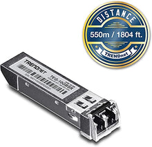 Load image into Gallery viewer, TRENDnet SFP to RJ45 10GBASE-SR SFP+ Multi Mode LC Module, TEG-10GBSR, Up to 550 m (1,804 Ft.), Hot Pluggable SFP+ Transceiver, 850nm Wavelength, Duplex LC Connector, DDM Support, Lifetime Protection
