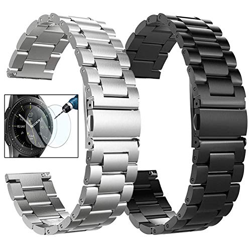 KOREDA Compatible with Samsung Galaxy Watch 42mm/Galaxy Watch 4/Galaxy Watch 4 Classic/Watch 3 41mm Bands Sets, 20mm Stainless Steel Metal Band Replacement for Galaxy Watch Active 2 40mm 44mm