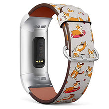 Load image into Gallery viewer, Replacement Leather Strap Printing Wristbands Compatible with Fitbit Charge 3 / Charge 3 SE - Cute Dogs Welsh Corgi Pembroke
