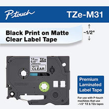 Load image into Gallery viewer, Brother P-touch TZe-M31 Black Print on Premium Matte Clear Laminated Tape 12mm (0.47) wide x 8m (26.2) long, TZEM31
