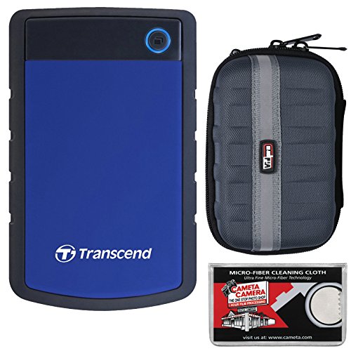 Transcend 2TB USB 3.1 StoreJet 25H3 Portable Hard Drive (Navy Blue) with Case + Cleaning Cloth