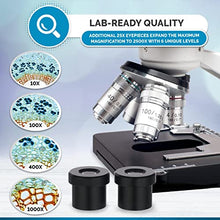 Load image into Gallery viewer, AmScope B120B-WM Siedentopf Binocular Compound Microscope, 40X-2000X Magnification, Brightfield, LED Illumination, Abbe Condenser, Double-Layer Mechanical Stage, Includes Book
