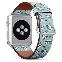 Load image into Gallery viewer, Compatible with Small Apple Watch 38mm, 40mm, 41mm (All Series) Leather Watch Wrist Band Strap Bracelet with Adapters (Cartoon Style Cute Panda)
