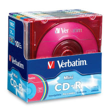Load image into Gallery viewer, Verbatim Pocket CD-R 21 Minute 185MB with Branded Color Surface - 10pk Slim Case, Assorted - 94335
