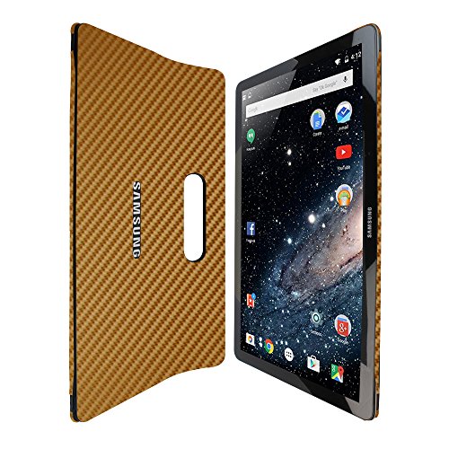 Skinomi Gold Carbon Fiber Full Body Skin Compatible with Samsung Galaxy View (18.4 inch)(Full Coverage) TechSkin with Anti-Bubble Clear Film Screen Protector