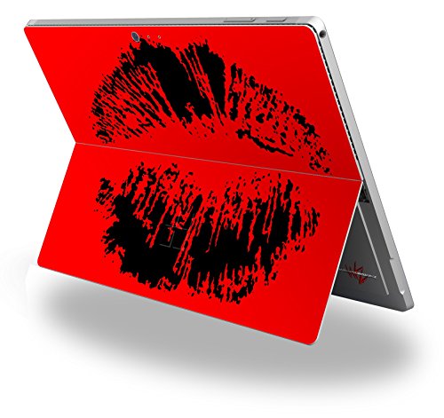 Big Kiss Lips Black on Red - Decal Style Vinyl Skin fits Microsoft Surface Pro 4 (Surface NOT Included)