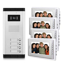 Load image into Gallery viewer, AMOCAM Apartment Video Intercom System, Wired 7 Inches Monitor Video Door Phone Kit, 4 Household Apartment Video Doorbell, Support Monitoring, Unlock, Dual Way Door Intercom, 1 PCS Camera 4 PCS Screen
